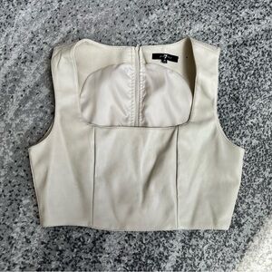 7 For All Mankind Vegan Leather Vest in Creme Ecru - Size M
